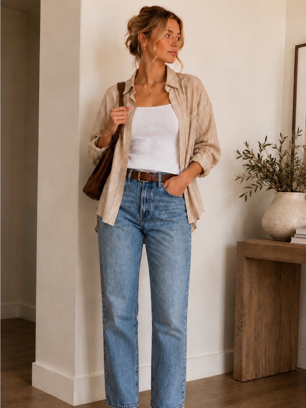 Denim Forum Light Blue Straight Leg Jeans
